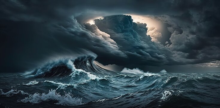 The ocean's surface is being pummeled by an approaching storm. Generative AI