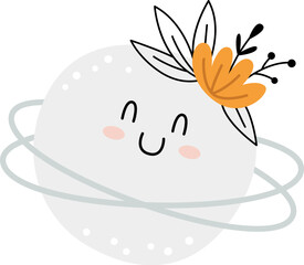 Planet Character With Flowers