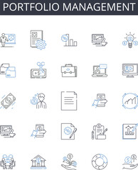 portfolio management line icons collection. Energetic, Convincing, Persuasive, Compelling, Impactful, Powerful, Dynamic vector and linear illustration. Memorable,Exciting,Inspiring outline signs set