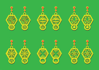 Decorative Earrings Laser Cut design, 