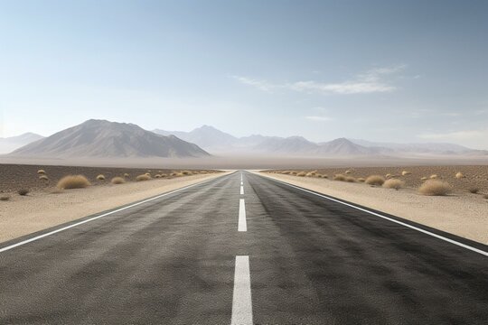 White background straight road with clipping path. 3D render. Generative AI