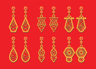 Decorative Earrings Laser Cut design, 