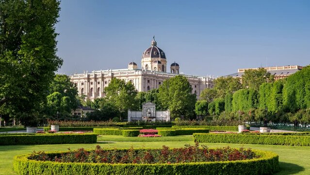 Vienna Austria Time Lapse 4K, City Skyline Timelapse At Volksgarten (Volks Garden)