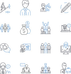 Fototapeta premium Venture line icons collection. Innovation, Risk, Entrepreneurship, Exploration, Growth, Start-up, Ambition vector and linear illustration. Courage,Investment,Creativity outline signs set