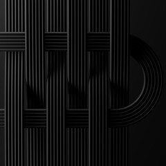 3D rendering Abstract geometry dynamic object with dark background.