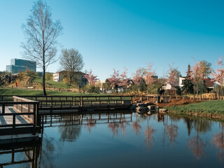 Fototapeta premium Japanese garden in Vilnius in spring.
