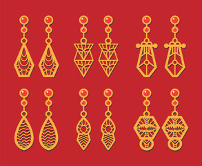 Decorative Earrings Laser Cut design, 