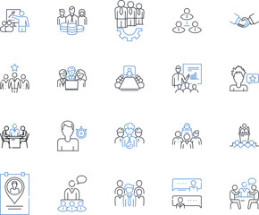 Organization partners line icons collection. Collaboration, Partnership, Integration, Synergy, Alliance, Cooperation, Trust vector and linear illustration. Relationship,Community,Unity outline signs
