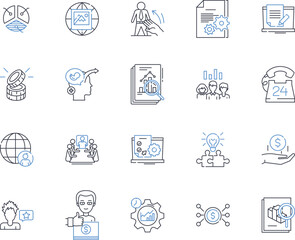 Financial forecasting line icons collection. Budgeting, Forecast, Projection, Analytics, Trend, Analysis, Planning vector and linear illustration. Metrics,Predictive,Modelling outline signs set