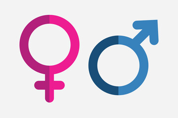  pink and blue Gender Icon. Male and female symbol. pink women and blue man symbols. infographic, paperwork, vector design