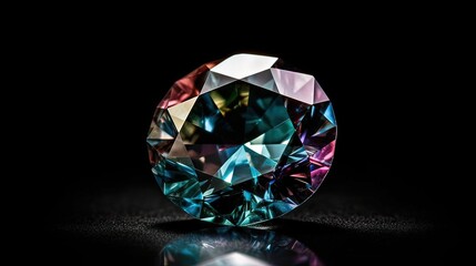 Fototapeta premium diamond on black background. Created with generative technology.