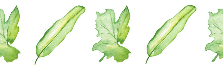 Watercolor frame - illustration with green leaves and branches and golden elements, for wedding stationery, congratulations, wallpapers and more on white bacground.