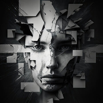 Schizophrenia psychiatric disease and mental disorder concept art, anxiety generative ai image