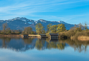 Fototapeta premium Bootshütten am See