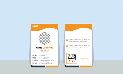 Modern Identity Card With Gradient Blue Navy Abstract Liquid. Abstract Geometric Blue Id Card Design, Professional Identity Card Template Vector. professional corporate id card template, clean id card