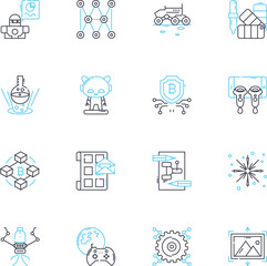 Graphic elements linear icons set. Color, Typography, Composition, Balance, Contrast, Grid, Hierarchy line vector and concept signs. Alignment,Texture,Pattern outline illustrations