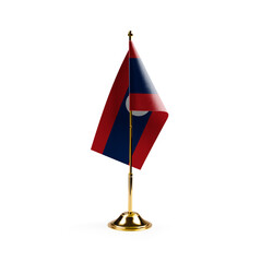 Small national flag of the Laos on a white background