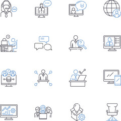 Operation process line icons collection. Streamlined, Methodology, Coordination, Progression, Consistency, Standardization, Automation vector and linear illustration. Efficiency,Optimization