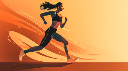 Fototapeta na wymiar Illustration with a running female athlete, generative AI.
