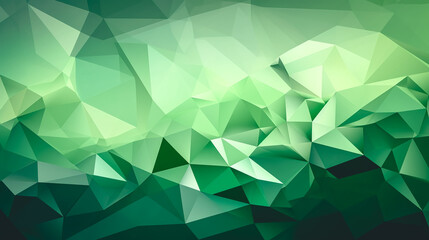 Obraz premium Abstract low poly background of triangles in green colors, generative AI.