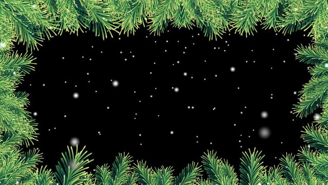 Christmas border Background - Christmas tree branches on Empty Backdrop for text - 4K animation Christmas decoration Backgrounds Package - Christmas border Frame background
