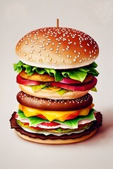 Hamburger watercolor, generative ai