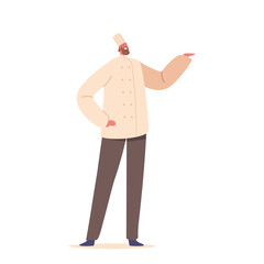 Chef Male Character Standing with Raised Arm. Skilled Culinary Professional Who Preparing And Cooking Food, Illustration