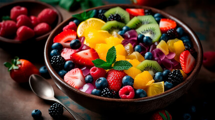 A bowl full of fresh fruit, gerenative AI
