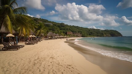 beach with palm trees.. Created with generative technology.