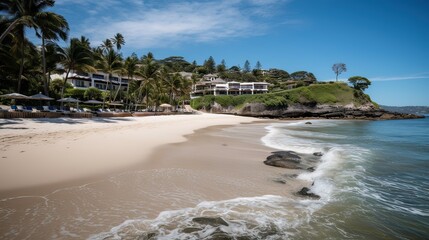 beach with trees and beach. Created with generative technology.