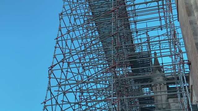 Looking up into scaffolding