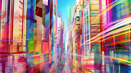 Obraz premium digital illustration of a futuristic cityscape, generative AI