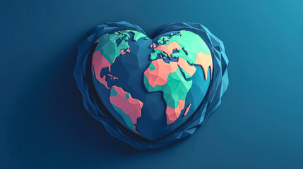 Planet earth in the shape of a heart, generative AI.