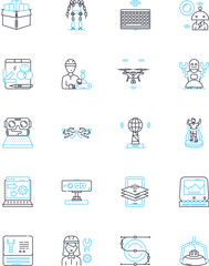 Rapid technology linear icons set. Automation, Efficiency, Streamlining, Innovation, Advancement, Speed, Modernization line vector and concept signs. Progress,Development,Breakthrough outline