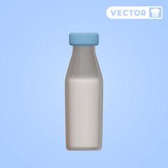 milk 3D vector icon set, on a blue background