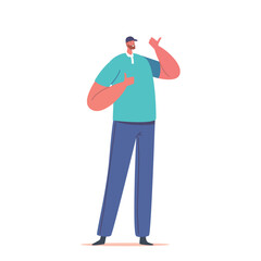 Man Showing Thumbs Up Positive Gesture Indicating Approval, Agreement, Or Satisfaction. Male Character Show Support