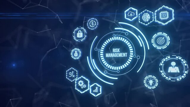 Internet, business, Technology and network concept. Risk Management and Assessment for Business Investment Concept. Virtual button.