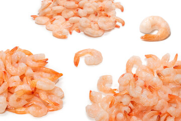 Frozen shrimps background. Top view.