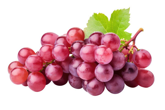 red grapes bunch isolated on white background. Generative AI