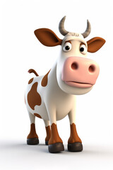 Cow cartoon character  isolated on a white background Generative AI
