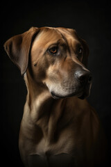 Fototapeta na wymiar Portrait of a dog on a black background Generative AI