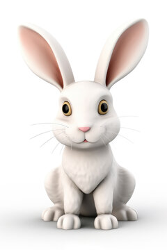 Bunny rabbit cartoon character  isolated on a white background Generative AI