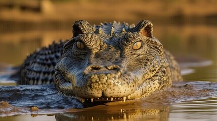 Obraz premium crocodile in the water. Created with generative technology.