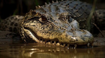 Fototapeta premium american alligator in the everglades. Created with generative technology.
