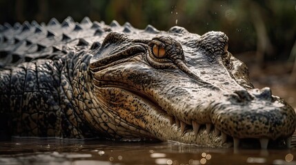 alligator in the water. Created with generative technology. - obrazy, fototapety, plakaty