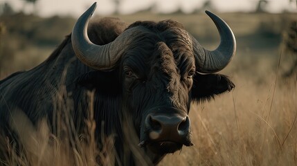 cape buffalo bull. Created with generative technology.