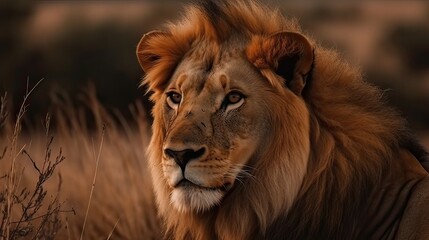 Naklejka premium portrait of a lion. Created with generative technology.