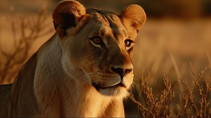 Fototapeta premium lion in the grass. Created with generative technology.