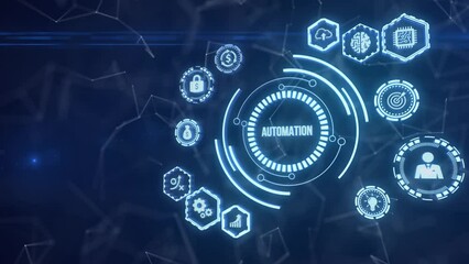 Internet, business, Technology and network concept. Automation Software concept as an innovation. Virtual button.