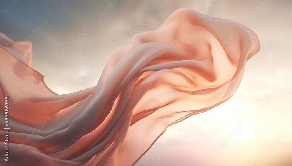 Sticker generative ai technology.cloth flying in the sky, the material of the soft cloth